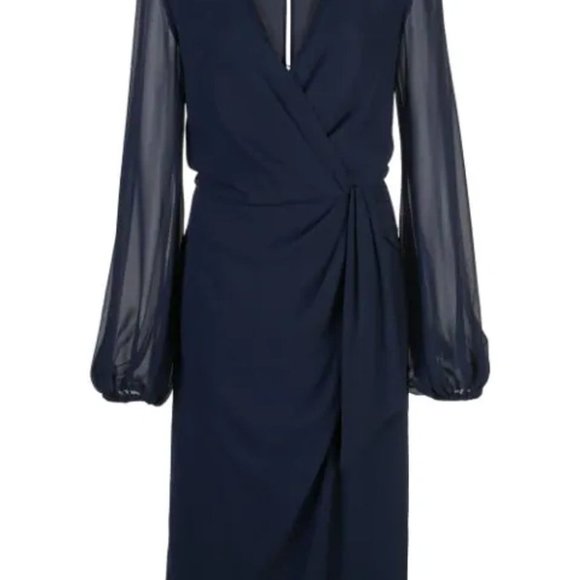 NEW Jay Godfrey Women's Sirio Wrap Front Midi Dress Size 14 Navy - Picture 5 of 6